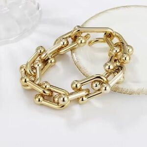 Gold Hip Hop Chunky U Shape Chain Bracelet Oversized Gold Chain Links